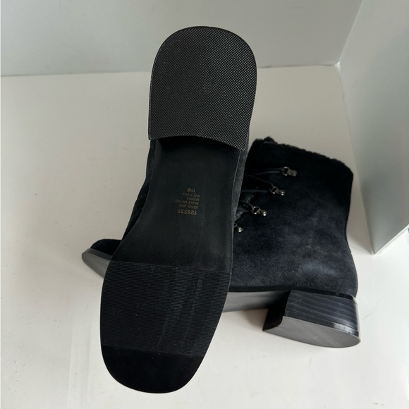 Vintage A J Valenci Footwear Womens Black Chunky Heel Square Toe Bootie… - Picture 10 of 11